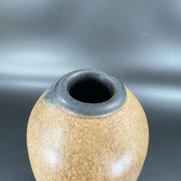 Vintage Hand Made Pottery Vase Vessel Brown Drip Glaze Artists Marked Vase VTG - Picture 8 of 15